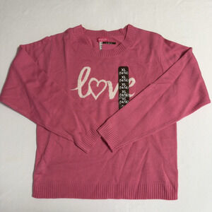 Zunie Girls Valentines Day Sweater Size XL (14/16) Bright Pink "Love"